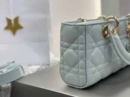 Replica Dior Small Lady D-Joy Bag Pale Blue Cannage Lambskin #3285 - Image 8