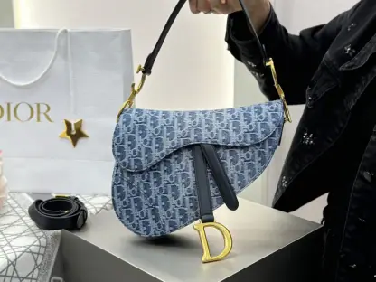 Replica Dior Saddle Bag with Strap Blue Denim Dior Oblique Jacquard #3254