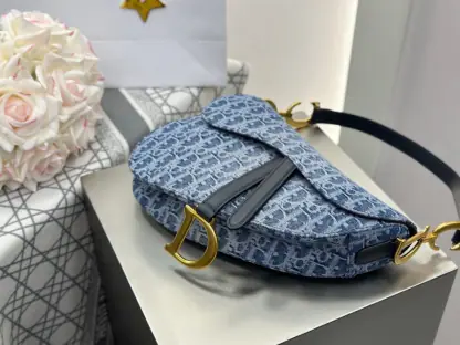 Replica Dior Saddle Bag with Strap Blue Denim Dior Oblique Jacquard #3254 - Image 16