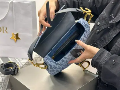 Replica Dior Saddle Bag with Strap Blue Denim Dior Oblique Jacquard #3254 - Image 11