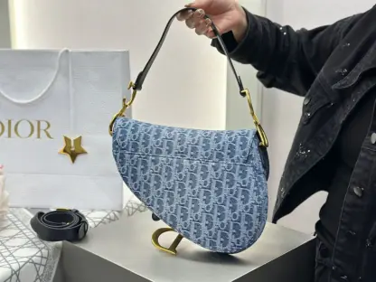 Replica Dior Saddle Bag with Strap Blue Denim Dior Oblique Jacquard #3254 - Image 17