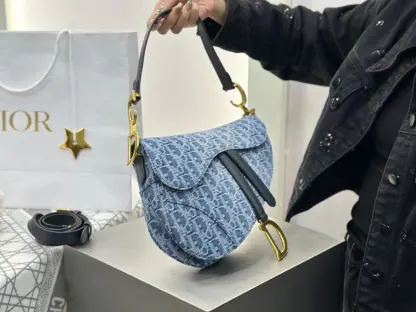 Replica Dior Saddle Bag with Strap Blue Denim Dior Oblique Jacquard #3254 - Image 18