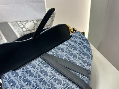 Replica Dior Saddle Bag with Strap Blue Denim Dior Oblique Jacquard #3254 - Image 12