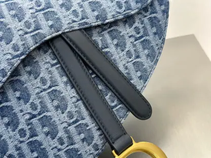 Replica Dior Saddle Bag with Strap Blue Denim Dior Oblique Jacquard #3254 - Image 5