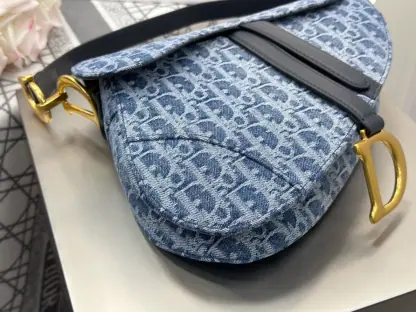 Replica Dior Saddle Bag with Strap Blue Denim Dior Oblique Jacquard #3254 - Image 7