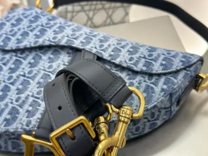 Replica Dior Saddle Bag with Strap Blue Denim Dior Oblique Jacquard #3254 - Image 8