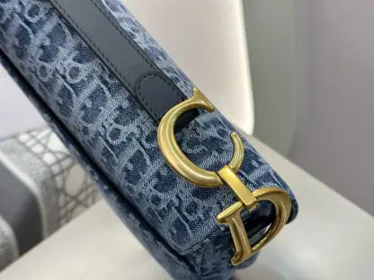 Replica Dior Saddle Bag with Strap Blue Denim Dior Oblique Jacquard #3254 - Image 2