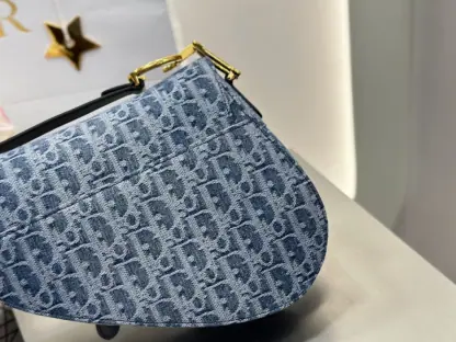 Replica Dior Saddle Bag with Strap Blue Denim Dior Oblique Jacquard #3254 - Image 3