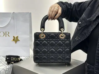 Replica Dior Small Lady Dior My ABCDior Bag Black Cannage Lambskin #3287 - Image 14