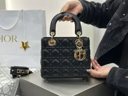 Replica Dior Small Lady Dior My ABCDior Bag Black Cannage Lambskin #3287