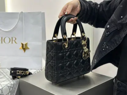 Replica Dior Small Lady Dior My ABCDior Bag Black Cannage Lambskin #3287 - Image 15