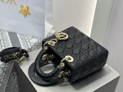 Replica Dior Small Lady Dior My ABCDior Bag Black Cannage Lambskin #3287 - Image 13