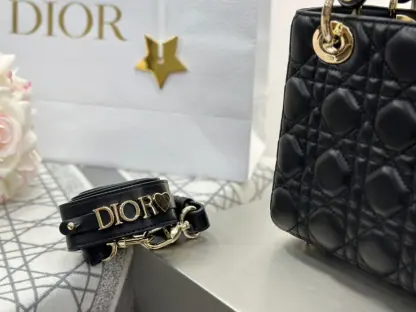 Replica Dior Small Lady Dior My ABCDior Bag Black Cannage Lambskin #3287 - Image 2