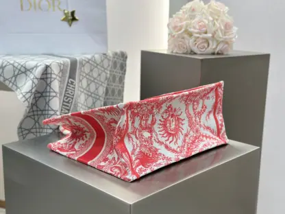 Replica Medium Dioriviera Dior Book Tote Coral Toile de Jouy Soleil Embroidery #3273 - Image 2