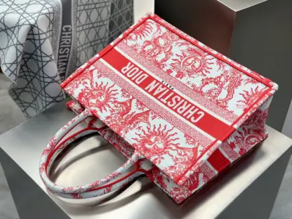 Replica Medium Dioriviera Dior Book Tote Coral Toile de Jouy Soleil Embroidery #3273 - Image 5