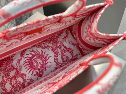 Replica Medium Dioriviera Dior Book Tote Coral Toile de Jouy Soleil Embroidery #3273 - Image 3