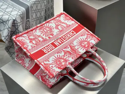 Replica Medium Dioriviera Dior Book Tote Coral Toile de Jouy Soleil Embroidery #3273 - Image 4