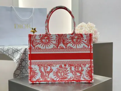 Replica Medium Dioriviera Dior Book Tote Coral Toile de Jouy Soleil Embroidery #3273 - Image 8