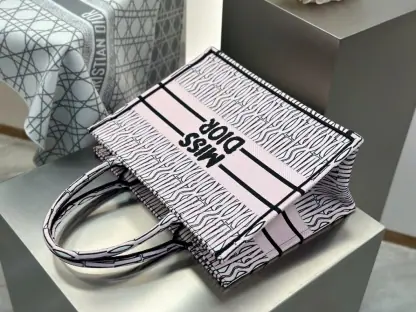 Replica Dior Medium Dior Book Tote White and Pale Pink Miss Dior Allover Embroidery #3261 - Image 4