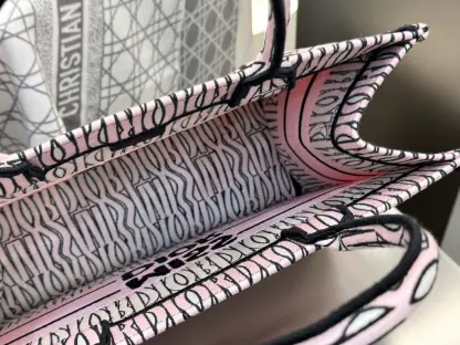 Replica Dior Medium Dior Book Tote White and Pale Pink Miss Dior Allover Embroidery #3261 - Image 8