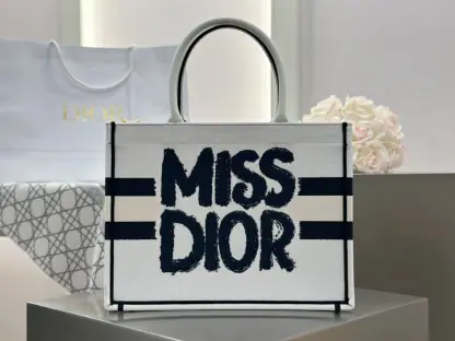 Replica Dior Medium Dior Book Tote White and Blue Miss Dior Graffiti Embroidery #3260 - Image 11