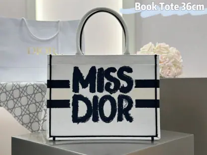 Replica Dior Medium Dior Book Tote White and Blue Miss Dior Graffiti Embroidery #3260