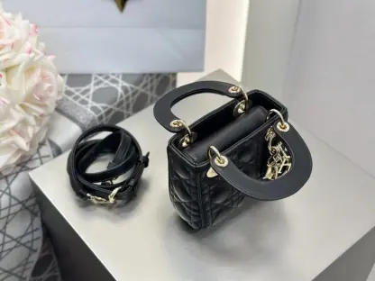 Replica Dior Lady Dior Micro Bag Black Cannage Lambskin #3282 - Image 7
