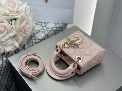 Replica Dior Lady Dior Micro Bag Powder Pink Cannage Lambskin #3280 - Image 9