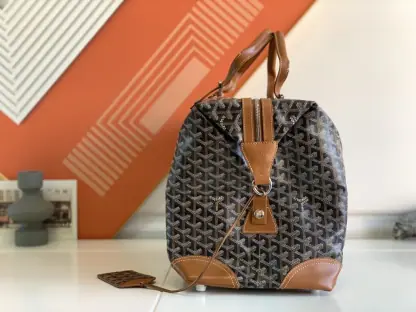 Replica Goyard Bowling 45 bag Travel Bag Black & Tan #3458 - Image 2