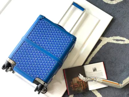 Replica Goyard Luggage Bourget PM Trolley Case Blue #3447 - Image 10