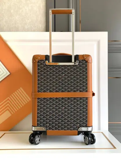 Replica Goyard Luggage Bourget PM Trolley Case Black & Tan #3445 - Image 9