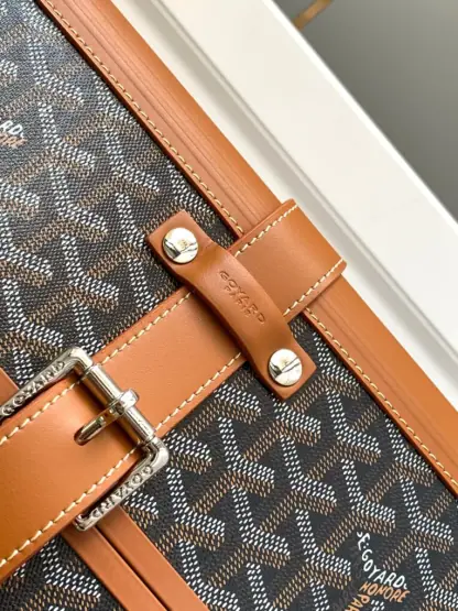 Replica Goyard Luggage Bourget PM Trolley Case Black & Tan #3445 - Image 7