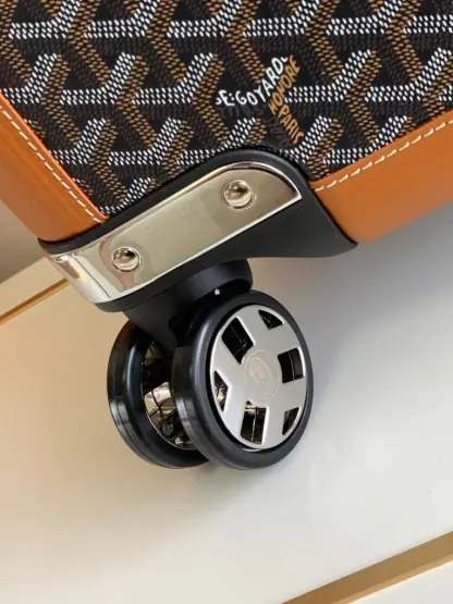 Replica Goyard Luggage Bourget PM Trolley Case Black & Tan #3445 - Image 5
