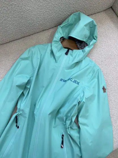 Replica Moncler VALLES HOODED SHELL JACKET For Women AQUA GREEN #3420 - Image 5