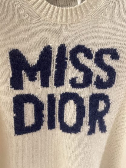 Replica Dior Ecru Cashmere and Silk Knit with Blue Miss Dior Graffiti Motif Sweater #3416 - Image 4