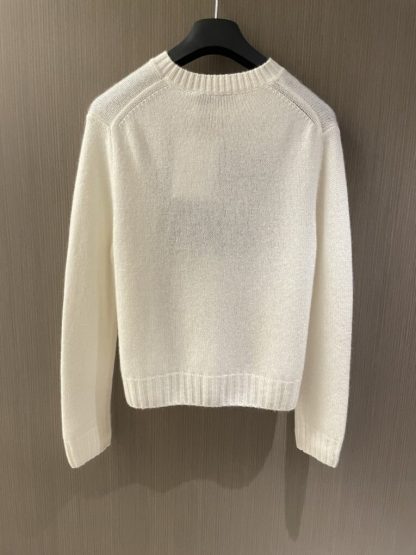 Replica Dior Ecru Cashmere and Silk Knit with Blue Miss Dior Graffiti Motif Sweater #3416 - Image 7