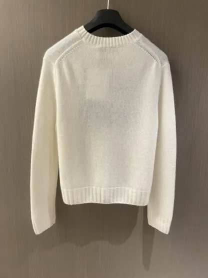 Replica Dior Ecru Cashmere and Silk Knit with Blue Miss Dior Graffiti Motif Sweater #3416 - Image 7