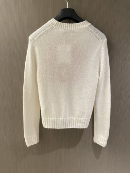 Replica Dior Ecru Cashmere and Silk Knit with Blue Miss Dior Graffiti Motif Sweater #3416 - Image 9