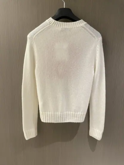 Replica Dior Ecru Cashmere and Silk Knit with Blue Miss Dior Graffiti Motif Sweater #3416 - Image 9
