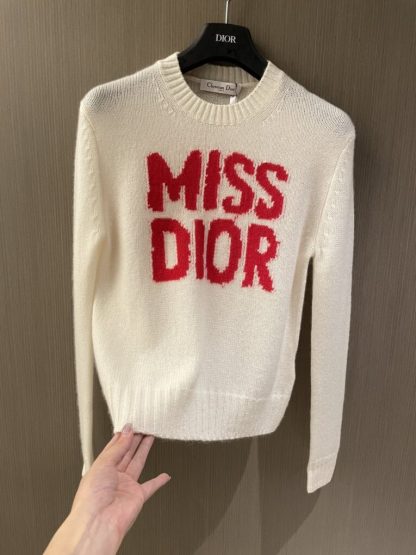 Replica Dior Ecru Cashmere and Silk Knit with Red Miss Dior Graffiti Motif Sweater #3415 - Image 5