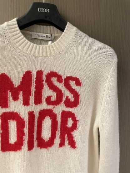 Replica Dior Ecru Cashmere and Silk Knit with Red Miss Dior Graffiti Motif Sweater #3415 - Image 7