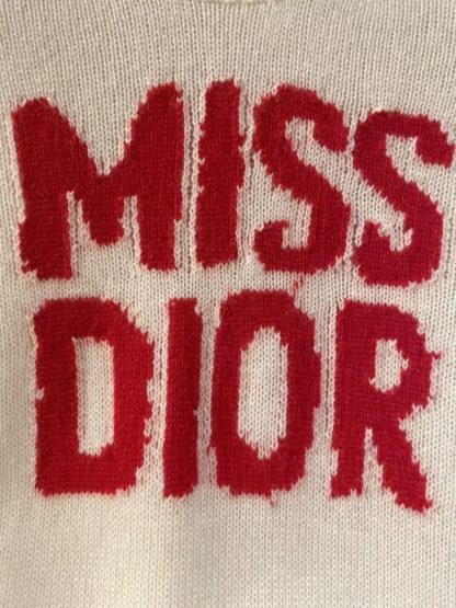 Replica Dior Ecru Cashmere and Silk Knit with Red Miss Dior Graffiti Motif Sweater #3415 - Image 4