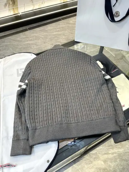Replica Moncler PADDED WOOL ZIP-UP CARDIGAN DARK GREY #3556 - Image 10