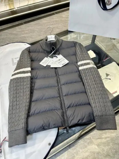 Replica Moncler PADDED WOOL ZIP-UP CARDIGAN DARK GREY #3556