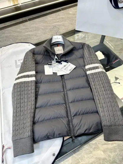 Replica Moncler PADDED WOOL ZIP-UP CARDIGAN DARK GREY #3556 - Image 5