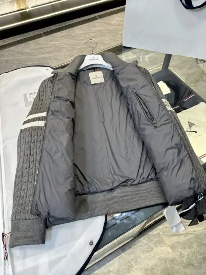Replica Moncler PADDED WOOL ZIP-UP CARDIGAN DARK GREY #3556 - Image 6