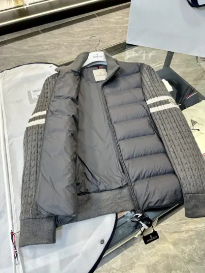 Replica Moncler PADDED WOOL ZIP-UP CARDIGAN DARK GREY #3556 - Image 3