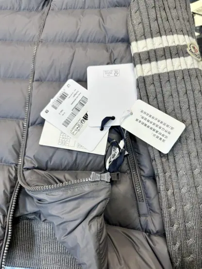 Replica Moncler PADDED WOOL ZIP-UP CARDIGAN DARK GREY #3556 - Image 9