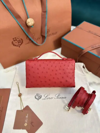Loro Piana Replica Extra Poket L19 Ostrich leather Red #3472 - Image 2