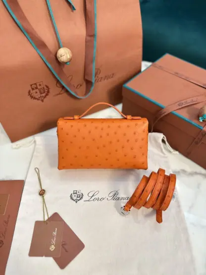 Loro Piana Replica Extra Poket L19 Ostrich leather Orange #3471 - Image 8